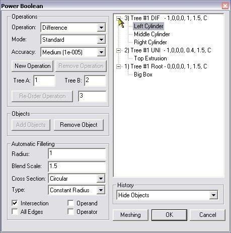 Dialogové okno modulu PowerBoolean