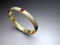 14 ct yellow gold with Ruby and satin Pearl