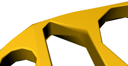 Renderovaný obrázek s hrubou polygonovou sítí