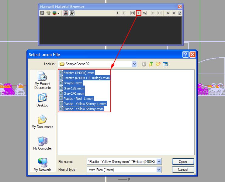 Import materiálů do Maxwellu
