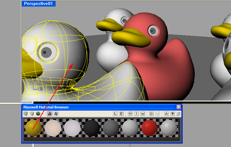 Přetažení materiálu na objekt