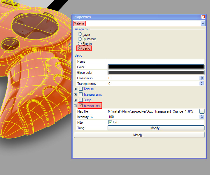Nastavení mapy okolí technikou Auxpecker