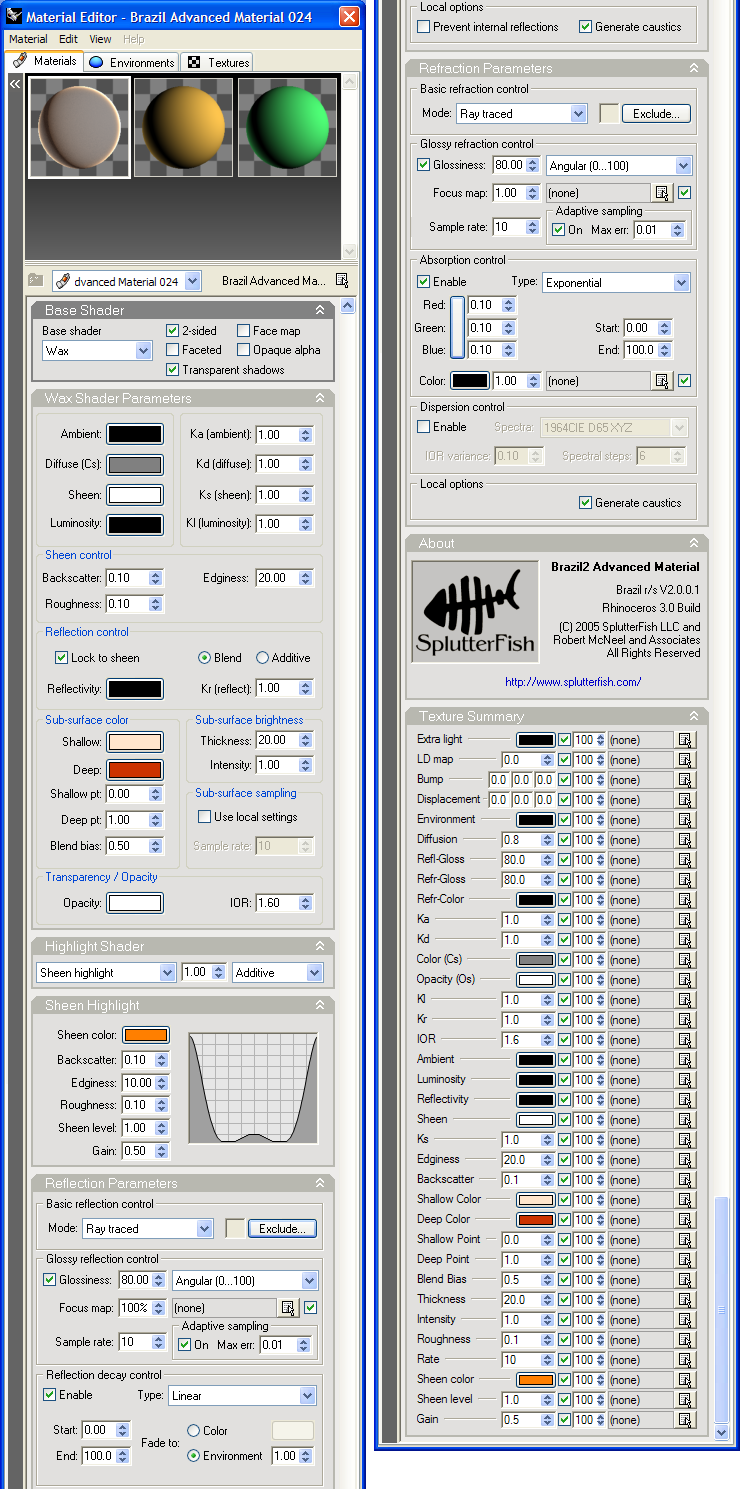 Brazil Advanced Material - parametry