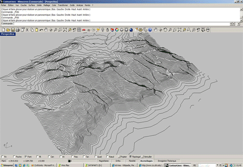 RhinoTerrain - křivky (vrstevrnice)