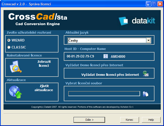 Pracovní prostředí aplikace CrossCad 2.0