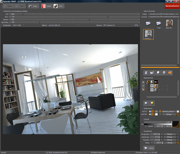 fryrender SWAP - změna materiálu podlahy v reálném čase