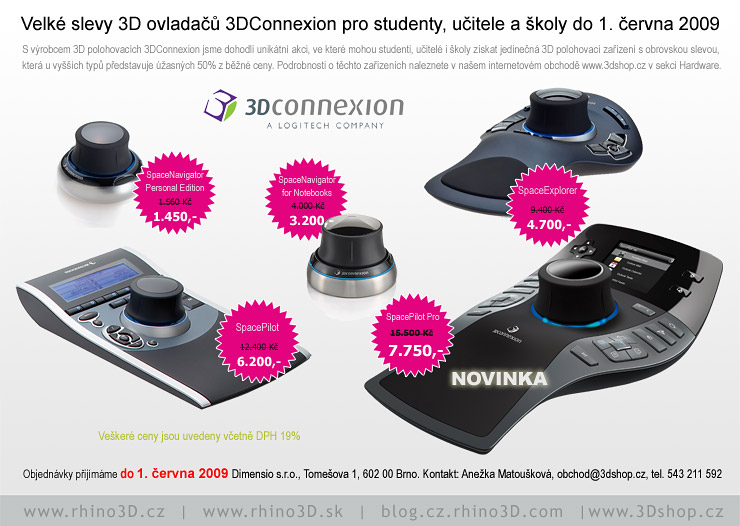 D myši 3DConnexion pro stuednty s velkou slevou