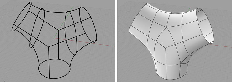 T-Spline model ze sítě křivek 3
