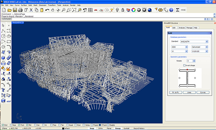 modul RhinoBIM pro stavební konstrukce