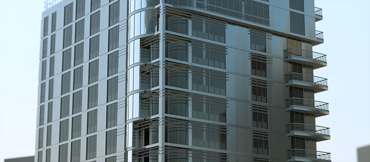 5minutový render budovy v Arionu