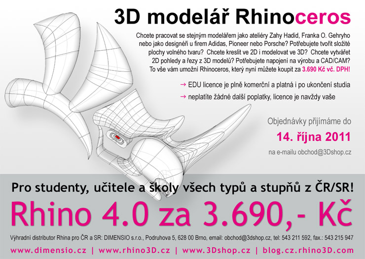 Rhinoceros za 3.690,- včetně DPH